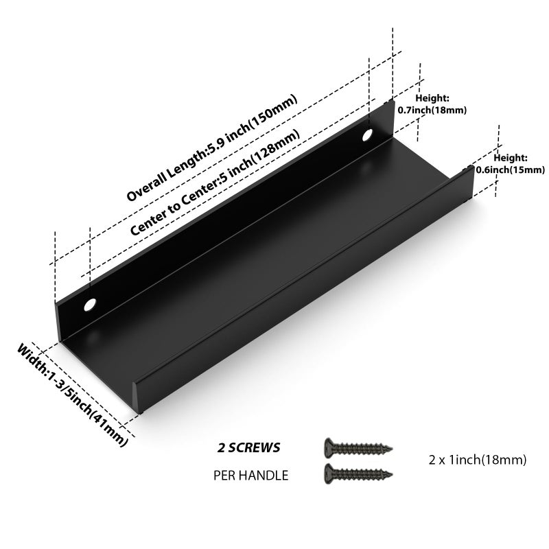 Peaha 10 Pack Matte Black Finger Pulls for Cabinets Edge Drawer Handles for Kitchen 5 Inch Hole Centers - Image 2